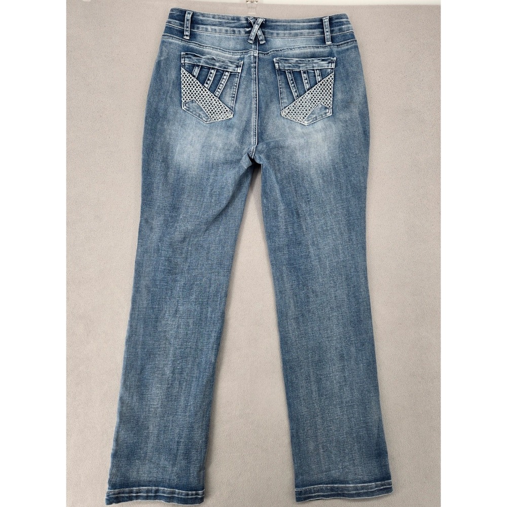 Lamingali Womens XL Straight Leg Jeans Rhinestone Embellished Blue Y2K Western